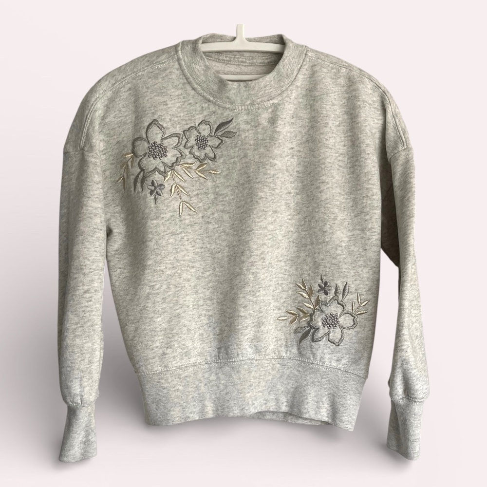 Abercrombie Kids Girls Embroidered Heather Gray Sweatshirt Size M (9-10)